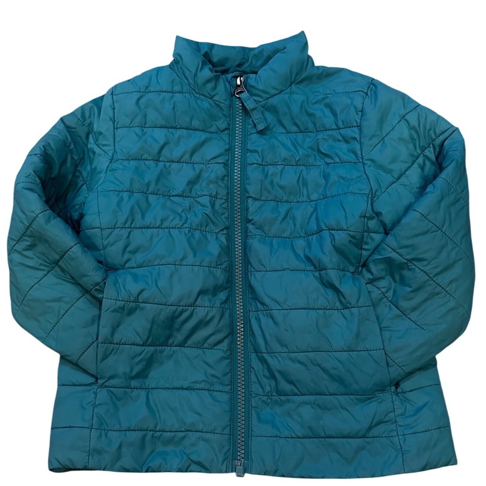 Lands End Kids Teal Green/Blue Quilted Puffer Jacket Full Zip Lightweight 3T - Picture 1 of 5